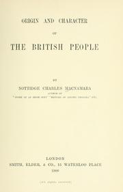 Cover of: Origin and character of the British people
