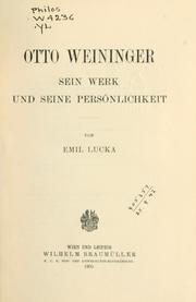 Cover of: Otto Weininger
