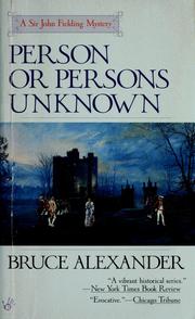 Cover of: Person or Persons Unknown (Sir John Fielding #4)