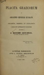 Cover of: Placita graecorum de origine generis humani: collecta,  digesta et explanata