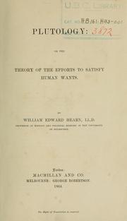 Cover of: Plutology by William Edward Hearn