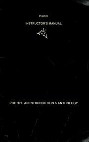 Cover of: Poetry, an introduction & anthology: instructor's manual