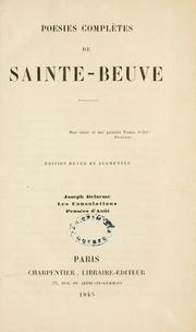 Cover of: Poésies complètes de Sainte-Beuve