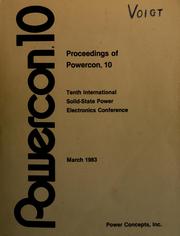 Cover of: Proceedings of POWERCON 10 by Powercon (10th 1983 San Diego, Calif.)