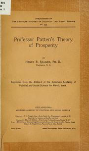 Cover of: Professor Patten's Theory of prosperity