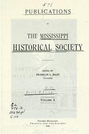 Cover of: Publications of the Mississippi historical society... by Mississippi Historical Society.