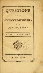 Cover of: Questions sur l'encyclopedie by Voltaire