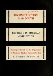 Cover of: Reconstruction in the South.