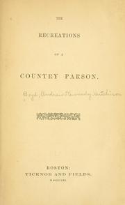 Cover of: The recreations of a country parson.