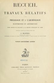 Cover of: Recueil de travaux relatifs à la philologie et à l'archéologie égyptiennes et assyriennes