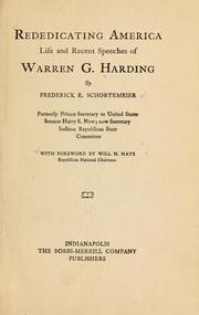 Cover of: Rededicating America: life and recent speeches of Warren G. Harding
