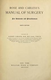 Cover of: Rose and Carless's manual of surgery.