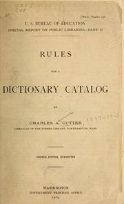 Cover of: Rules for a dictionary catalog