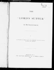Cover of: The "Lord's Supper" as he instituted it