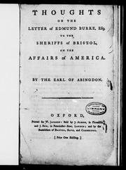 Cover of: Thoughts on the letter of Edmund Burke, Esq; to the sheriffs of Bristol, on the affairs of America