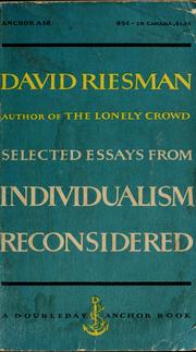 Cover of: Selected essays from Individualism reconsidered