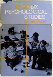 Cover of: Six psychological studies.