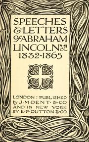 Cover of: Speeches & letters of Abraham Lincoln, 1832-1865 by Abraham Lincoln