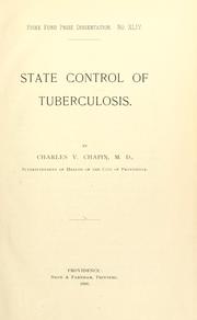 Cover of: State control of tuberculosis