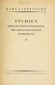 Cover of: Studien über die bewegunsgesetze der gesellschaftlichen entwicklung.