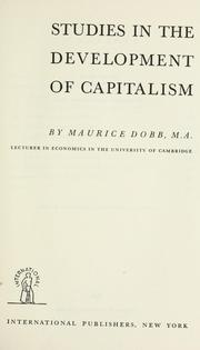 Cover of: Studies in the development of capitalism.