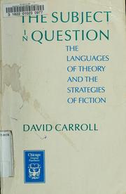 Cover of: The subject in question by David Carroll
