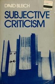 Cover of: Subjective criticism