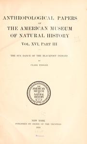 Cover of: The sun dance of the Blackfoot Indians by Wissler, Clark