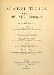 Cover of: Surgical technic; a text-book on operative surgery
