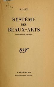 Cover of: Système des beaux-arts