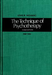 Cover of: The technique of psychotherapy