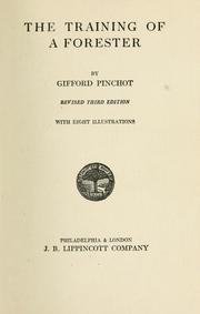 Cover of: The training of a forester