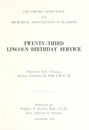 Cover of: Twenty-third Lincoln birthday service: Memorial Hall, Chicago, Sunday, February 12, 1922, 2:30 P.M.