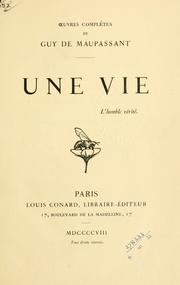 Cover of: Une vie.