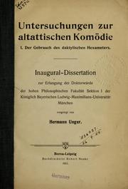 Cover of: Untersuchungen zur altattischen Komödie: 1. Der Gebrauch des daktylischen Hexameters