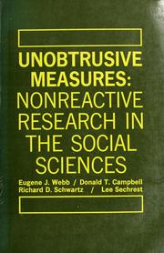 Cover of: Unobtrusive measures by Eugene J. Webb ....
