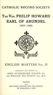 Cover of: The Ven. Philip Howard, Earl of Arundel, 1557-1595: English martyrs, vol. II