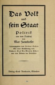 Cover of: Volk und sein Staat. by Max Haushofer