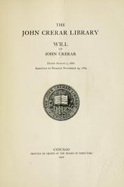 The will of John Crerar by John Crerar