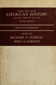 Cover of: Words that made American history: selected readings