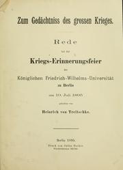 Cover of: Zum gedächtniss des grossen krieges.