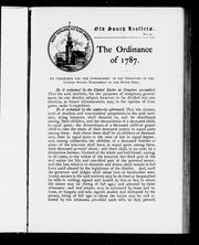 Cover of: An Ordinance for the government of the territory of the United States northwest of the River Ohio