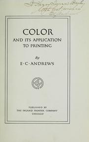 Cover of: Color and its application to printing