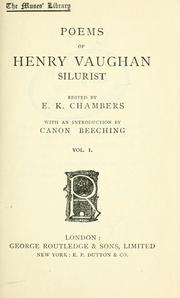 Cover of: Poems of Henry Vaughan, Silurist: Edited by E.K. Chambers, with an introd. by [H.C.] Beeching