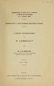 Cover of: L'oeuvre psychologique du Dr Liébeault