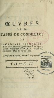 Cover of: Oeuvres de M. l'Abbé de Condillac by Etienne Bonnot de Condillac