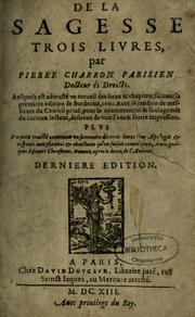 Cover of: De la sagesse: trois livres...