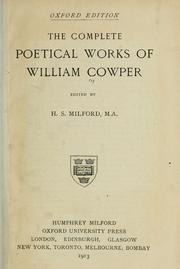 Cover of: The complete poetical works of William Cowper: Oxford Edition [Oxford Series of Standard Authors (OSA)]