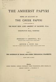 Cover of: The Amherst papyri by Amherst, William Amhurst Tyssen-Amherst Baron