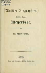 Cover of: Meyerbeer